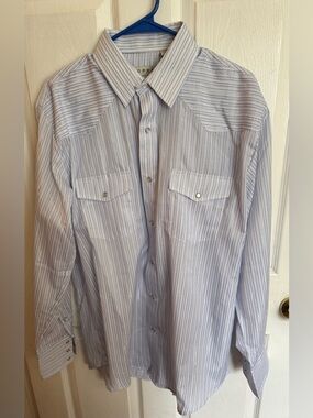 Roper western wear shirt blue and white stripe Large NWT